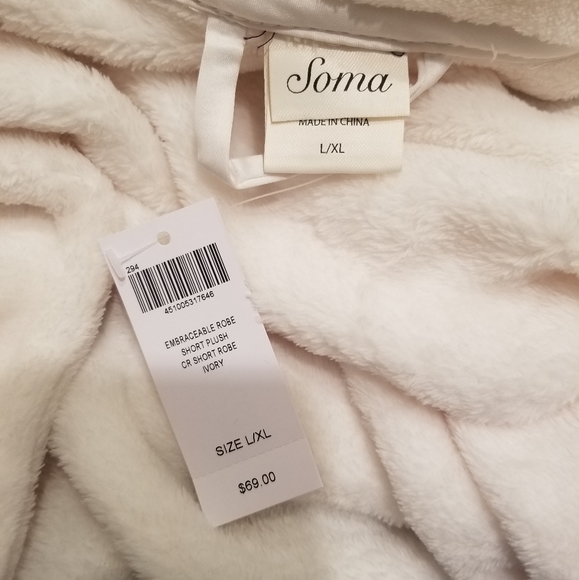 NWT Soma Plush "Embraceable" Ivory Robe L/XL - Picture 4 of 8